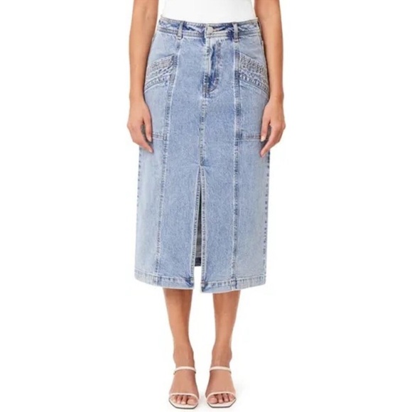Habitual Dresses & Skirts - Habitual Center Slit Denim Midi Skirt